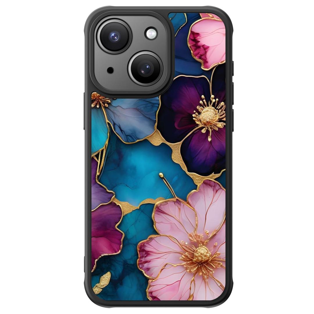FUNMIKO Cute iPhone 14 Plus Phone Case Wireless Charging & Military-Grade Protection - Trendy Wildflower Design for Women Girls, Matte Cover with Shockproof Corners - Vibrant Flower Pattern
