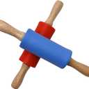 2 x Small Wooden Handle Rolling Pin for Kids - Non-Stick Silicone Rodillo for Reposteria & Masa