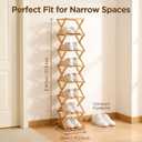 No Assembly Shoe Organizer, Foldable Bamboo Shoe Rack, 9-Tier Space-Saving Free Standing Shoe Storage Shelf for Entryway,Hallway, Closet, Natural Bamboo Finish (Bamboo, 9)