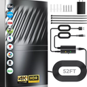  3000+ Miles Range TV Antenna-2025 Upgraded Digital Antenna for Smart TV Indoor/Outdoor-HD Antenna for Local Channels with Amplifier and Signal Booster-52ft Coax HDTV Cable/AC Adapter