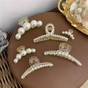 3pcs Pearl Hair Clips for Women: Elegant Beaded Claw Clips with Strong Hold - for Daily Use, Parties & Weddings, Easy-to-Use Cute Accessories for Thick or Thin Hair