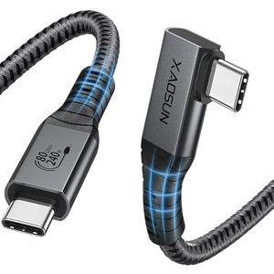 XAOSUN USB 4 Gen 3 80Gbps Cable for Thunderbolt 5 Cable, 5FT 240W Right Angle Thunderbolt 4 Cable, 90 Degree USB C Cable, 120Gbps Bandwidth, 8K@60Hz Display for MacBook Thunderbolt Docks eGPU Hub