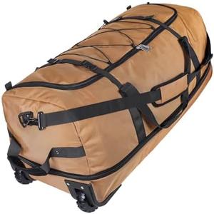 Vrtisa 110L Expandable to 140L 32” Foldable Oxford Soft-Sided Rolling Duffle Bag with 2 Heavy-Duty Wheels,3 Large Compartments,Adjustable Shoulder Strap and Attached Organizer Pouch,Coffee