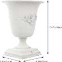 POPETPOP Tall Urn Vase Retro White Metal Urn Planter Pedestal Flower Pot Rustic Farmhouse Flower Holder for French Country Style Home Table Centerpiece Decor, 5.9 x 5.9 x 7.47 Inches