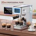 Espresso Machine, 20 Bar Compact Espresso Maker with Steam Milk Frother, Stainless Steel Coffee Machine with 57.5oz Removable Water Tank & LED Touchscreen Monitors for Latte (2025 updated model)