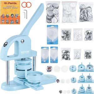 VEVOR Button Maker, 1/1.25/2.28 inch(25/32/58mm) 3-in-1 Pin Maker, 300pcs Button Parts, Ergonomic Arc Handle Punch Press Kit, Button Maker Machine with Panda Magic Book, for Children DIY Gifts, Blue VEVOR Button Maker, 1/1.25/2.28 inch(25/32/58mm) 3-in-1 Pin Maker, 300pcs Button Parts, Ergonomic Arc Handle Punch Press Kit, Button Maker Machine with Panda Magic Book, for Children DIY Gifts, Blue