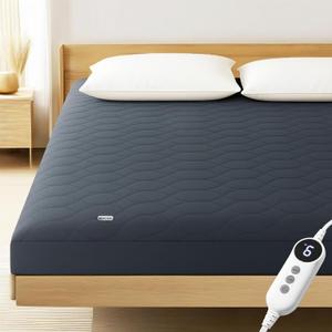 MASVIS Heated Mattress Pad Twin Size - 6 Heat Settings & 10-Hour Auto Off, Quilted Electric Bed Cover, Bed Warmer with Deep Pocket | Fast Heating | Machine Washable,Grey,39"x75" (Gray)