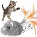 Moving Cat Toy Cat Mouse Toy with Automatically Wagging Tail Plush Mouse Toys for Cats 2026 Upgraded Interactive Cat Toy Squeaky Mouse