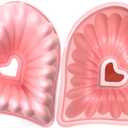 Kundalini Heart Shaped Cake Pan, 2PCS 9 Inch Heart Fluted Tube Cake Pans, Nonstick Silicone Cake Molds for Making Wedding, Valentine's Day and Family Cakes