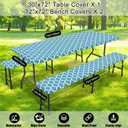 Smiry Picnic Table Cover with Bench Covers, Waterproof Elastic Fitted Tablecloth for 6 Foot Tables, Washable Polyester Tablecloths for Camping, Indoor & Outdoor (Light Blue, 30x72 Inch 3-pc Set)