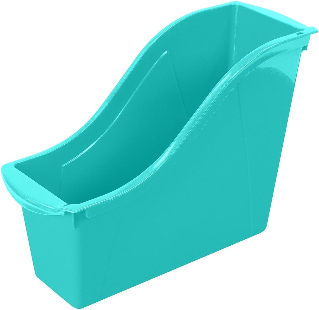 Storex Small Book Bin  Interlocking Plastic Organizer for Home, Office and Classroom, Teal, 6-Pack (71114U06C)