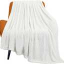 TOONOW Fleece Blanket Textured Fuzzy Plush Throw Blanket Twin Size 60" x 80", Super Soft Fluffy Bed Blanket Geometric Pattern Comfy Microfiber Flannel Blankets for Couch, Bed, Sofa, Cream White