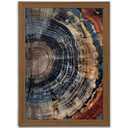 LSXARTQQ Tree Ring Wood Frame Wall Art, Rustic Wabi Sabi Canvas Wall Decor, Navy Blue Orange Gray Wood Grain Nature Art for Living Room Bedroom Bathroom Home Decor (16x24 Inch)