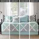 Madison Park Daybed Cover Set - Double Sided Quilting Casual Design, All Season Bedding with Bedskirt, Matching Shams, Decorative Pillow, 75"x39", Diamond Aqua 6 Piece