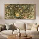 Large Framed Vintage Botanical Wall Art for Living Room, Rustic Retro Floral Canvas Painting Prints, Antique French Garden Flower Pictures for Farmhouse Bedroom Dining Room Wall Decor, 30x60 Inch