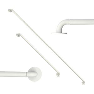 ARNORX French Door Curtain Rod - 16-28 Inch Adjustable, 3/8-Inch Diameter, Set of 2, Two Ways to Mount (Screw or Adhesive), Hidden Hardware, Works on Wood, Glass, Metal Doors, White
