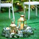 NUPTIO Gold Lanterns Decorative Outdoor, 8.6 Inch Lantern with Glass