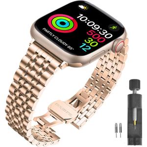 2 x Stainless Steel Band Compatible with Apple Watch Ultra 2/Ultra/Series 101 & SE/SE2, Adjustable Metal Strap for 38mm 40mm 41mm 42mm 44mm 45mm 49mm iWatch