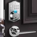 keyless Entry Door Lock deadbolt with Handle Set-Front Smart Door Locks for Front Door-with 2 Lever Handles-Electronic Keypad Code Deadbolt,Fingerprint Door Lock-Auto Lock (Satin Nickel)
