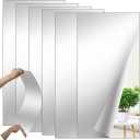 6 Pcs Home Gym Mirrors 12" x 24" Self Adhesive Large Shatterproof Frameless Wall Mounted Mirror 2 mm Thick Acrylic Door Closet Mirror for Workout Bedroom Decor Supplies