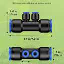 Pawfly 12 Pcs Quick Connect 1/2" to 1/4" Drip Irrigation Fittings for 1/2" Tubing (0.62-0.63" OD), Push-to-Fit 4-Way Reducing Tees Reducer Tee Connectors, Anti-Leak Drip Irrigation Tee Fittings