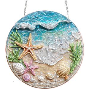 Diymood DIY Hanging Diamond Art Kits for Adults Beach, Diamond Painting Kit Pendant Special Shaped Double Sided Acrylic Sun Catcher Board Wreath Pendants Canvas Window Wall Decor 7.68 x 7.68 Inch (Colorful-9)