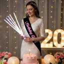 2 x Birthday Girl' Sash Black with Glitter Pink Letters-Birthday Sash for Women, Sweet 16, 18th 21st Birthday Party Favors Supplies