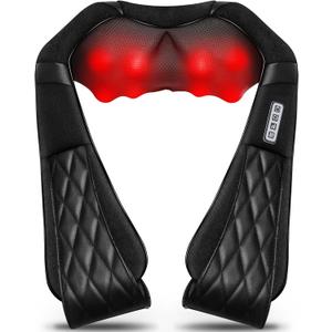Shiatsu Electric Neck Back Massager Pillow 3D Kneading with Heat for Shoulder, Lower Back, Foot, Leg Muscles Pain Relief Relax in Car Office and Home (Black)