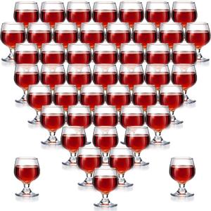Meanplan Cute Shot Glasses Mini Snifters Cognac 1.7 oz Cups Brandy Snifter Mini Wine Snifters Glass Dinnerware Set for Whiskey Juice Vodka Sherry Champagne Brandy Wine Party Supplies(48 Pieces)