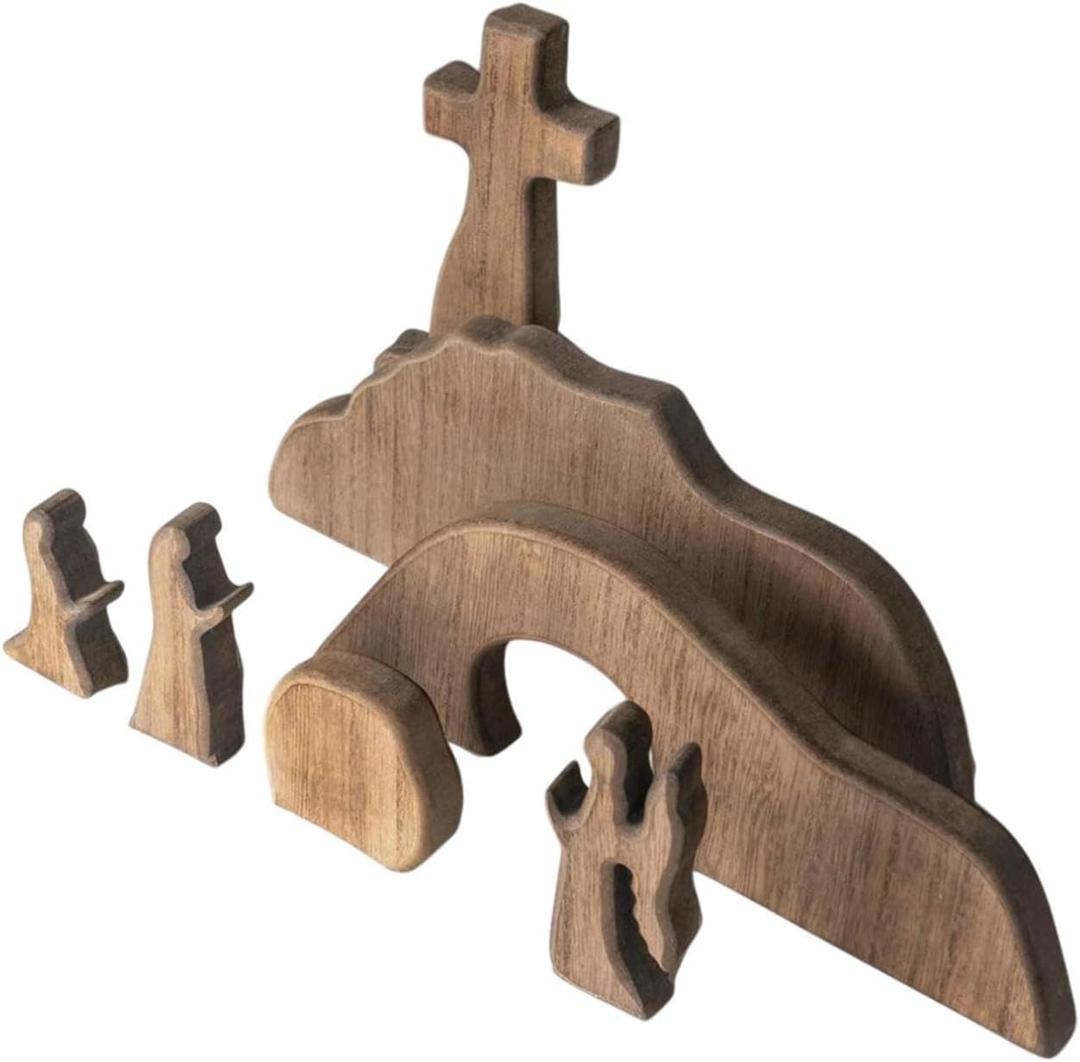 Easter Resurrection Scene,Chirstian Decor Empty Tomb Wooden Decor Empty Tomb Scene for Easter Gift Home Holiday Table Decor