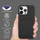 MZELQ Silicone Compatible with iPhone 15 Pro Max Case, Card Holder Camera Protection Cover + Screen Protector, Card Slot Case Designed -Black