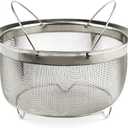 RSVP International Mesh Colander Strainer Basket with Folding Handles, 3 Quarts | For Pasta, Frying, & Salads | Dishwasher Safe | Use in Pressure Cookers | Steaming, Draining & Rinsing (Stainless Steel Mesh)