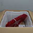 IRIS USA Ornament Storage Box with Attached Lid, Stores 75 Ornaments per Bin, 2-Pack, Stackable Durable Christmas Storage Organization Container Bin for Holiday Decorations and Accessories, Clear/Red