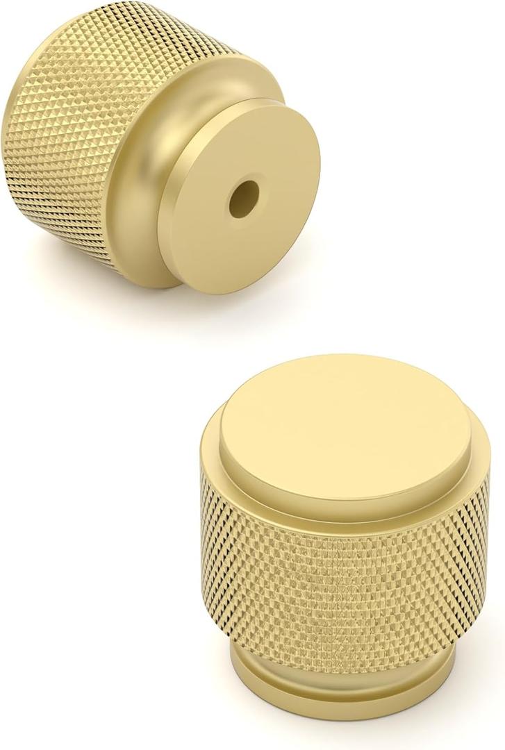 Amerdeco 10 Pack Brushed Gold Knurled Cabinet Knobs Kitchen Cabinet Pulls for Drawer, Cupboard and Wardrobe ZH0031