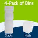 ReadySpace Plastic Containers for Organizing and Storage Bins for Drawers, Desks, Office Organization, and Garage, Stackable Bins, Medium-Tall (7" x 11" x 8"), 4-Pack, Black