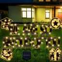 11 Pcs Solar Stake Light 2026 Graduation Yard Sign Decorations Black and Gold Congrats Grad Lawn We Are So Proud of You Outdoor Yard Sign for College High School Graduation Party Decoration