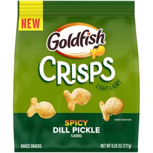 Goldfish Crisps Spicy Dill Pickle Flavored Baked Chip Crackers, 6.25 Oz Bag (EXP 03/21/26)