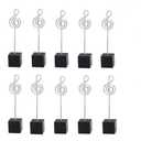 10pcs Music Shape Table Number Holder Name Place Card Holder Memo Clip Holder Standr Pictures Card Paper Menu Clip (Balck)