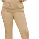 Women's Sweatsuits Sets 2 Piece Outfits Drawstring Hoodies Stacked Jogger Sweatpants Tracksuits Casual Set (Beige, S)