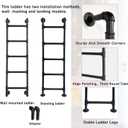4 Steps Wall/Floor-Mounted Ladders for Home, Basement Window Well Egress Exit Ladder, Metal Step Ladder for RV Attic Bunk Bed, Loft Steps for Dorm Beds, 355LBS Load Capacity (Black, 4 Steps)