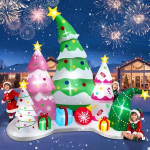 9.5FT Christmas Tree Set Inflatable with LED Light, Kalolary Christmas Tree Inflatable Xmas Blow up Outdoor Decoration Holiday Yard Inflatables for Home Family Lawn Garden Holiday Party