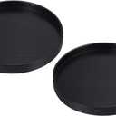 PATIKIL Wood Serving Tray 8 Inch, 2 Pack Round Decorative Platter for Home Decor Kitchen Table Candle Holder, Black