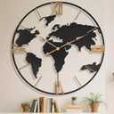 Pytha Sight 36 Inch Oversized Giant Extra Large Modern Decorative Metal World Map Wall Clock,Big Vintage Gold Roman Numeral Wall Clocks for Living Room,Entryway,Office,Fireplace,Dining Room