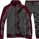 Tebreux Men's Tracksuits 2 Piece Outfit Jogging Suits Set Casual Long Sleeve Sports Sweatsuits (M, Gray)