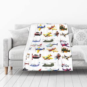 Kids Airplane Design Blanket Throw Flannel Fleece Lightweight Soft Aircrafts Blanket 50"X40" for Boys Girls