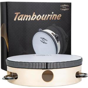 Glory Hand Held Tambourine Drum 10 inch Bell Birch Metal Jingles Percussion Gift Musical Drum Instrument for KTV Party Games (10 inch) Glory Hand Held Tambourine Drum 10 inch Bell Birch Metal Jingles Percussion Gift Musical Drum Instrument for KTV Party Games (10 inch)