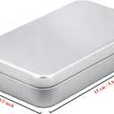 6 Pieces Rectangular Metal Empty Hinged Tins Containers Basic Necessities Home Storage Organizer Mini Box Set, 5.9 x 3.5 x 1.2 inches (Silver)