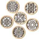 Ferraycle 6 Pieces Thicken Rustic Wall Decor Farmhouse Wall Art Wooden Round Art Hanging Decoration Hollow Carved for Living Room Bedroom Kitchen Office Apartment Hallway(Wood Color)