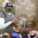 Fitense Full Size Football Helmet Display Case - 15.41111.8in Interior, 100% Wooden Base, Compatible with Baseball/Motorcycle/Racing Helmets, High-Transparency Acrylic with UV Protection