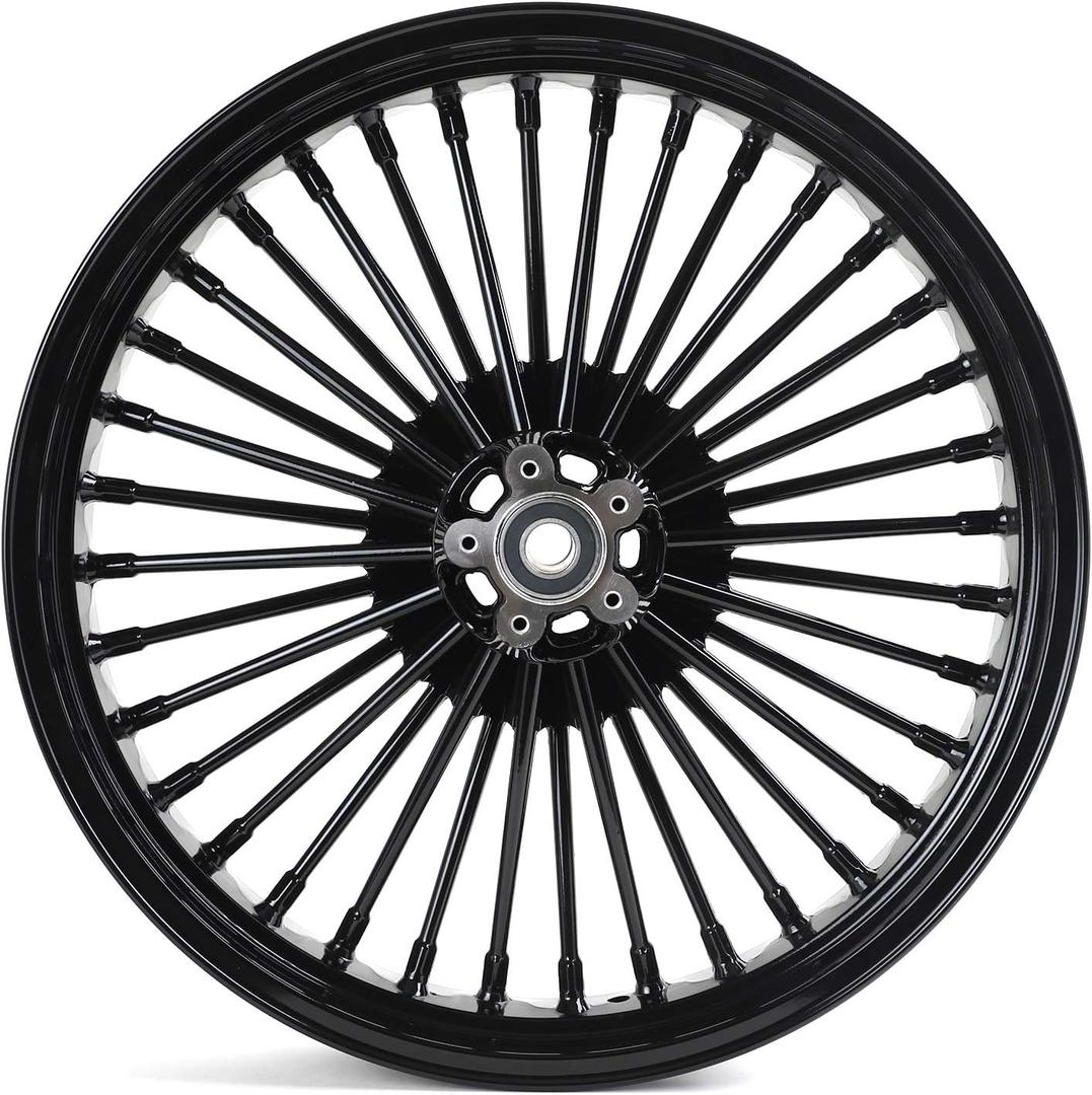 TOFR 21 inch Front Wheel Rim Fat Spoke Dual Disc For Harley Touring 2009-2023 Road King Street Glide Road Glide Electra Glide Ultra Classic Ultra Limited Custom Special ABS NON-ABS Black